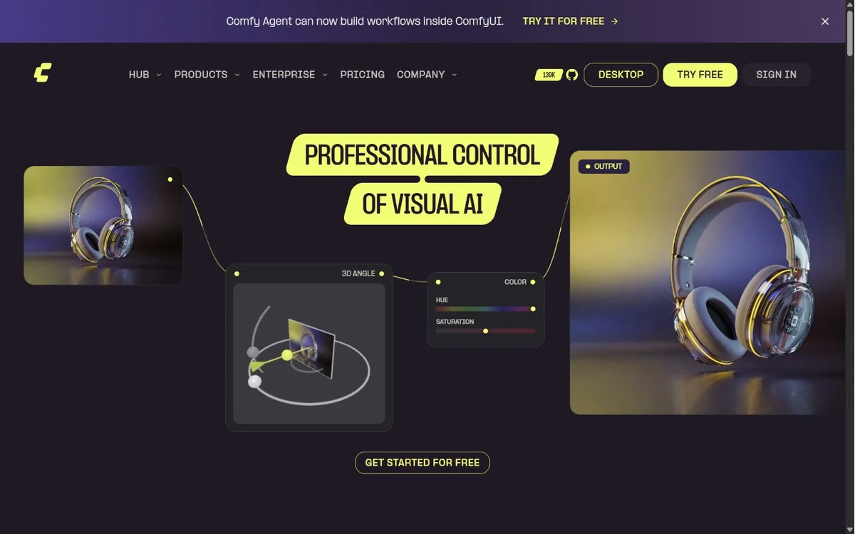 ComfyUI landing page screenshot