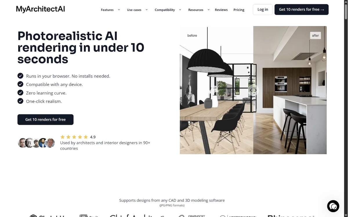 MyArchitectAI landing page screenshot